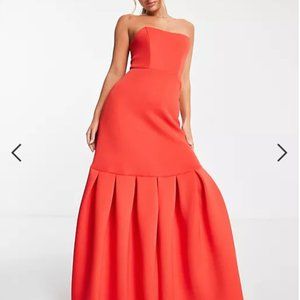 BRAND NEW: ASOS Design Bandeau Pephem Maxi Dress - Red